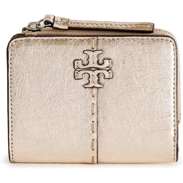 Tory Burch Womens Mcgraw Metallic BiFold Wallet Gold One SizeGold