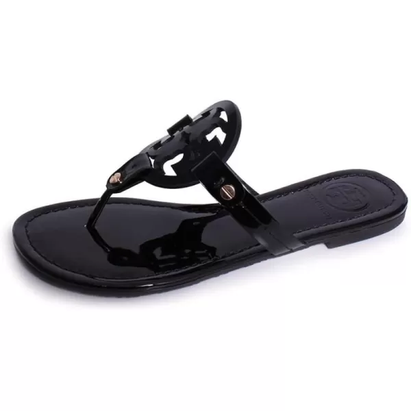 Tory Burch Womens Miller Thong SandalsBlack Patent