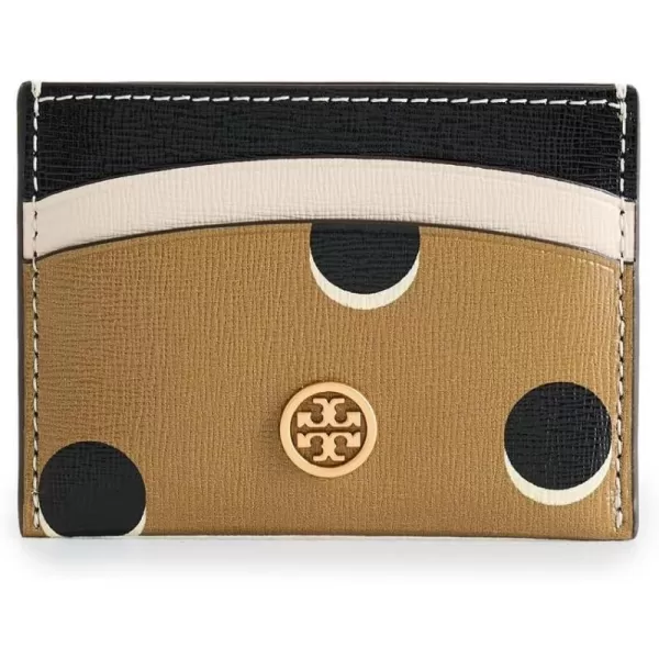 Tory Burch Womens Robinson Dotted Card Case Loop Dot  Taupe Tan Print One SizeLoop Dot  Taupe