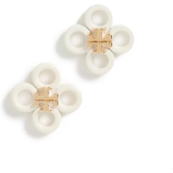 Tory Burch Womens Small Kira Clover Enamel Stud EarringsTory GoldNew Ivory