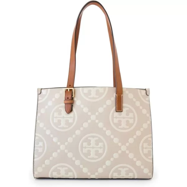 Tory Burch Womens T Monogram Contrast Embossed Small ToteLongan  New Cream