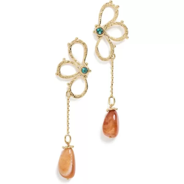 Ulla Johnson Womens Hammered Chain Flower Drop EarringsCarnelian