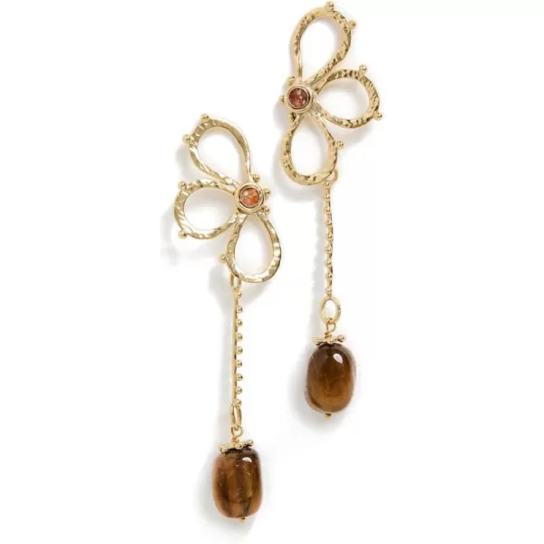 Ulla Johnson Womens Hammered Chain Flower Drop EarringsTigers Eye