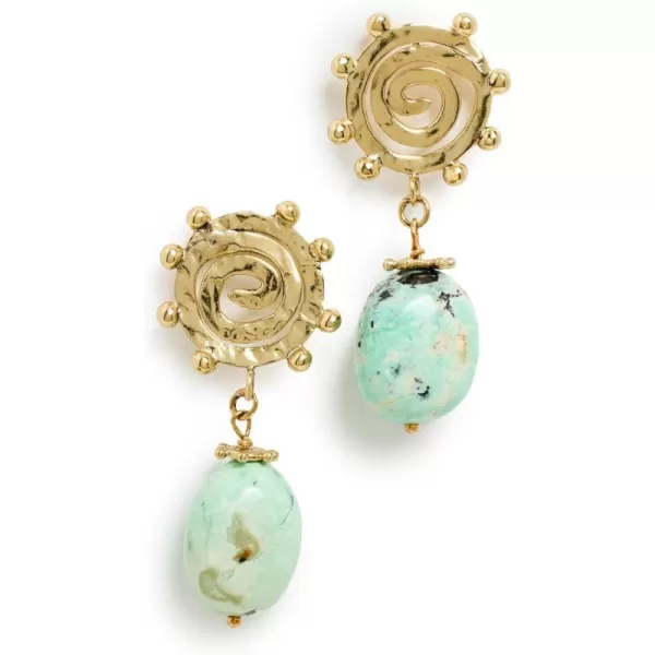 Ulla Johnson Womens Mini Spiral Stone EarringsGreen Turquoise