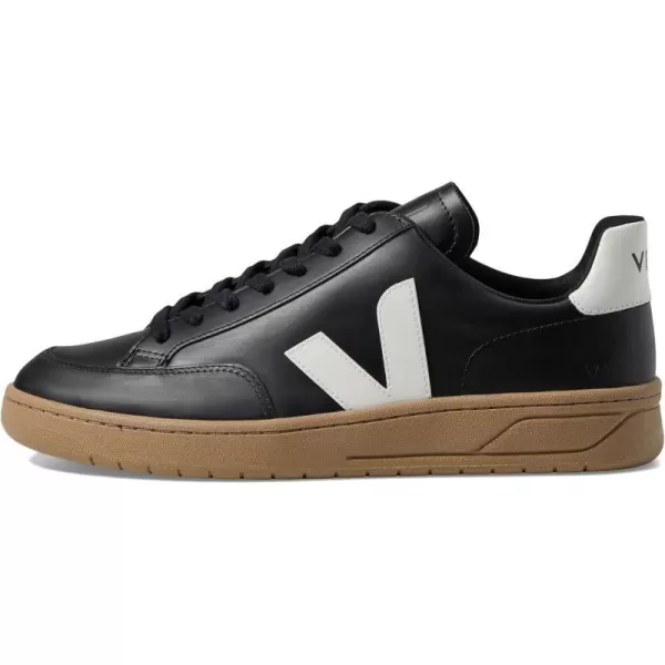 Veja Mens V10 Leather SneakersBlackWhiteDune