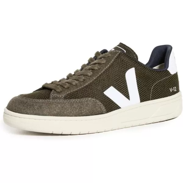 Veja Mens V10 Leather SneakersOliveWhite