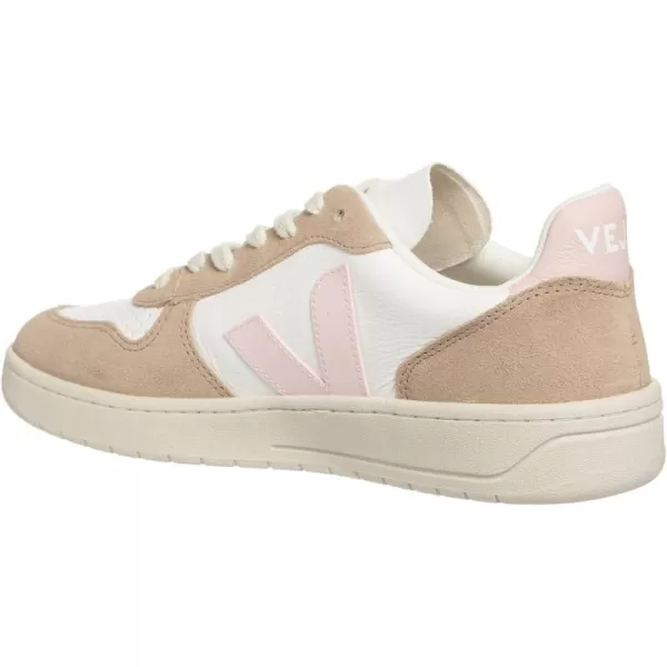 Veja Mens V10 Leather SneakersWhite  Petale  Sahara