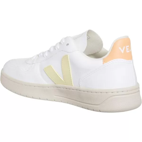 Veja Mens V10 Leather SneakersWhite  Sun  Peach