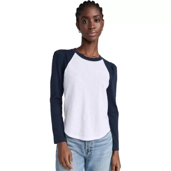 Veronica Beard Jean Womens Mason Baseball TeeWhiteNavy