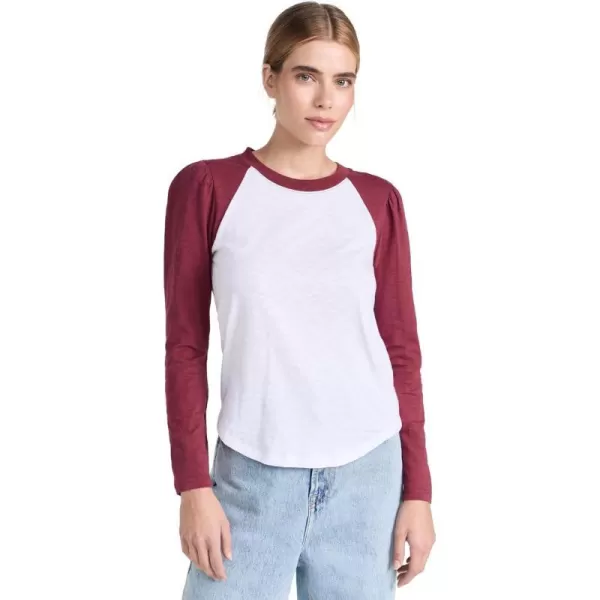 Veronica Beard Jean Womens Mason Baseball TeeWhiteRaspberry