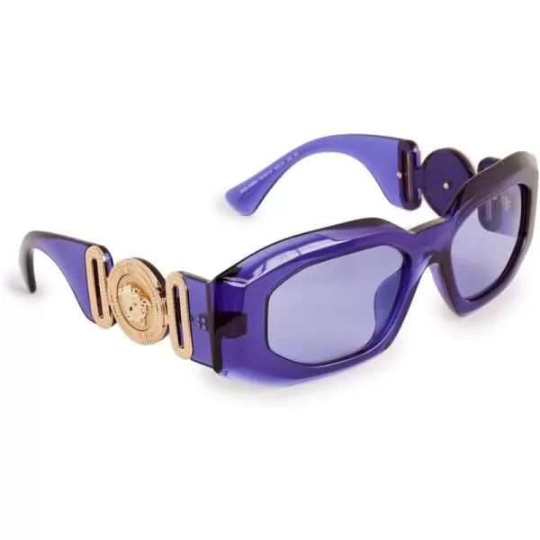 Versace Womens Narrow Rectangle SunglassesPurple Transparent