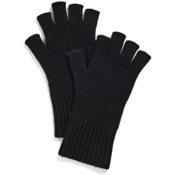 Vince Mens Cashmere Blend Rib Knit Fingerless GlovesHeather Black