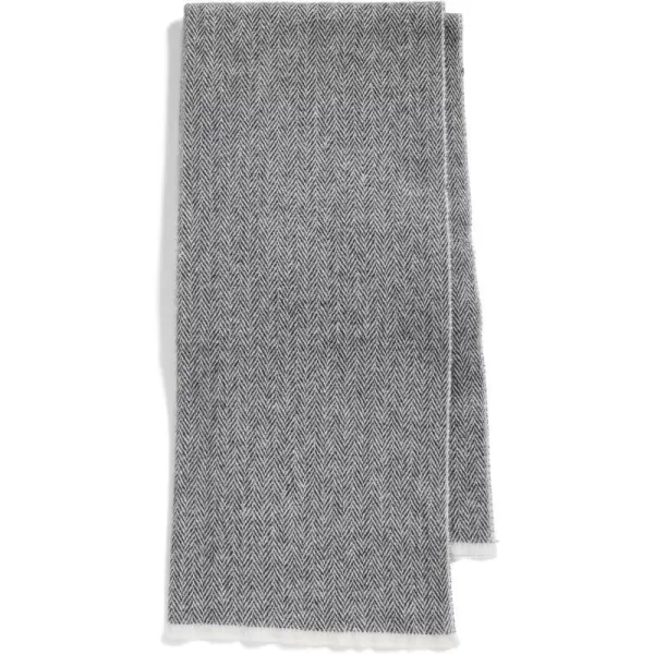 Vince Mens Lightweight Herringbone Cashmere ScarfHeather White Heather Black