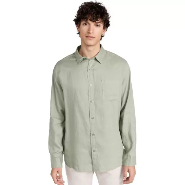 Vince Mens Linen Long Sleeve ShirtDried Cactus