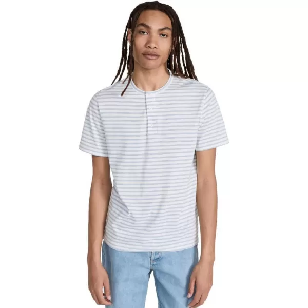 Vince Mens NEP Stripe SS HenleyChalk BlueOff White