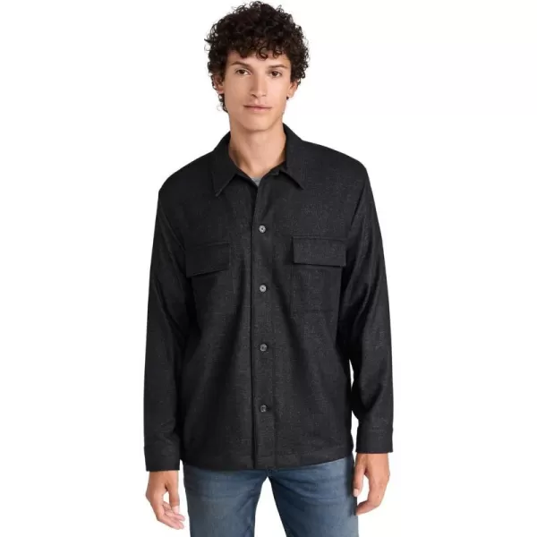 Vince Mens Wool Flannel OvershirtH Black