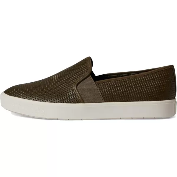 Vince Womens Blair Slip On SneakersOlive Green Perf Leather