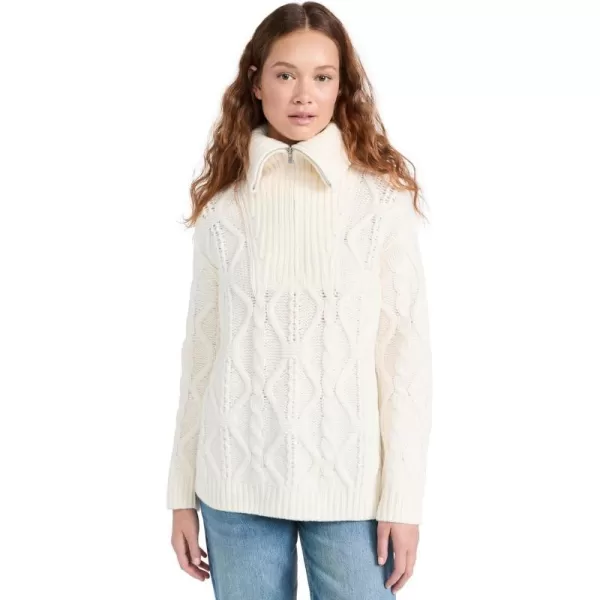 Vince Womens Cable Half Zip PulloverOffwhite