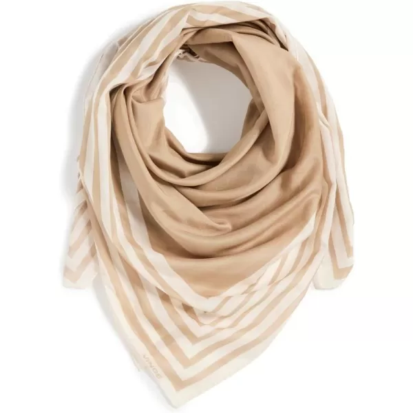 Vince Womens Cotton Silk Geo Stripe Square ScarfCream