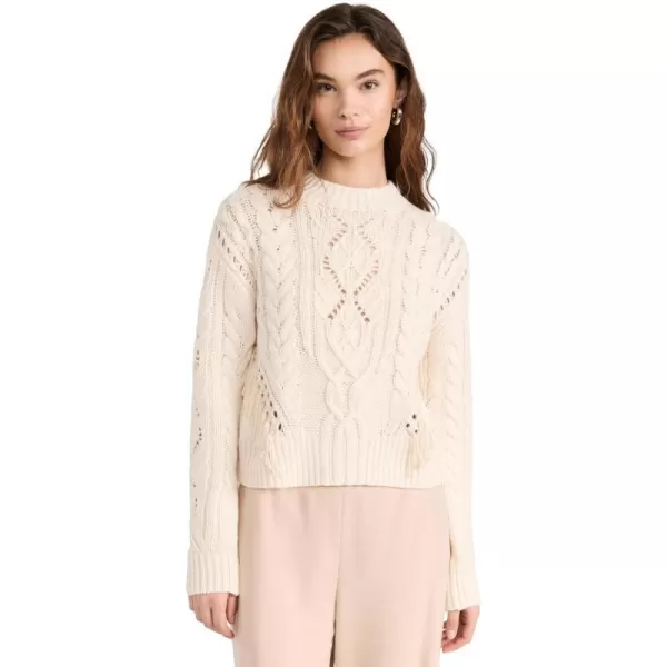 Vince Womens Fringe Cable SweaterCream