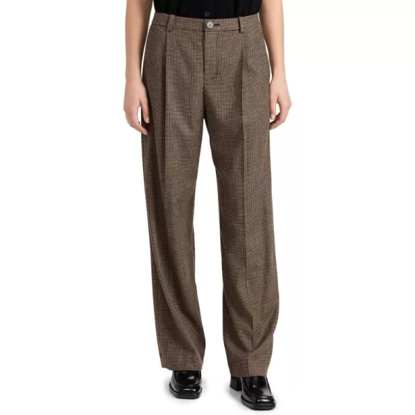 Vince Womens Houndstooth Pleat Front PantsBlackCamel