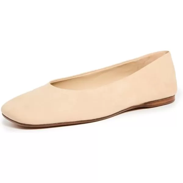 Vince Womens Leah Square Toe Ballet FlatBlonde Beige Leather