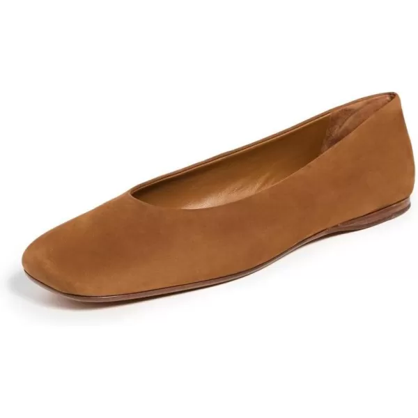 Vince Womens Leah Square Toe Ballet FlatDark Amber Leather