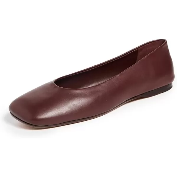 Vince Womens Leah Square Toe Ballet FlatOxblood Red Leather