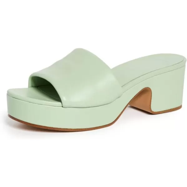 Vince Womens Margo Slide Platform SandalDew Green Leather