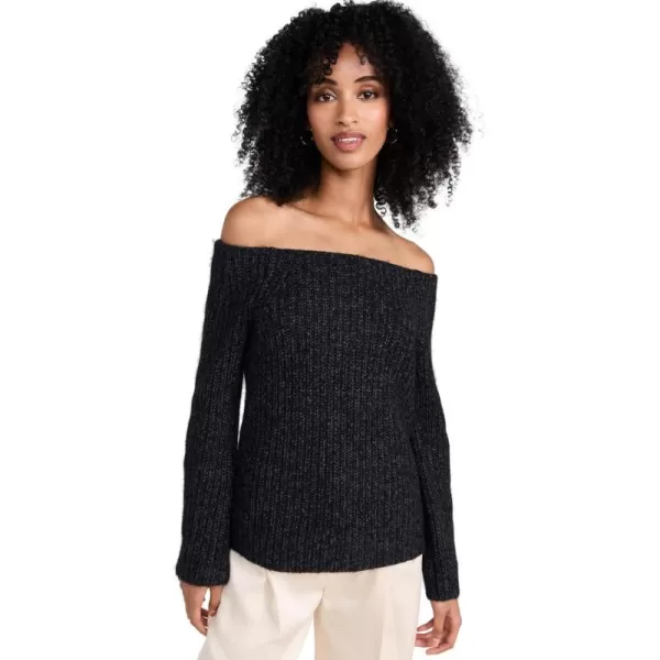 Vince Womens Marl Off Shoulder SweaterH Charcoal