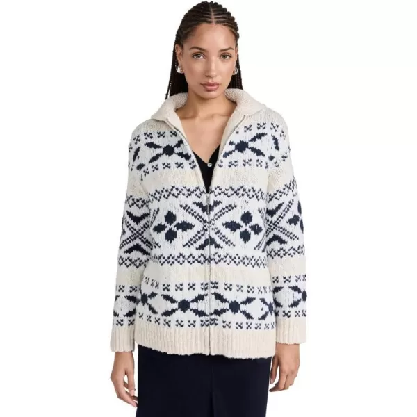 Vince Womens Nordic Fair Isle CardiganLt White SandWashed Coastal