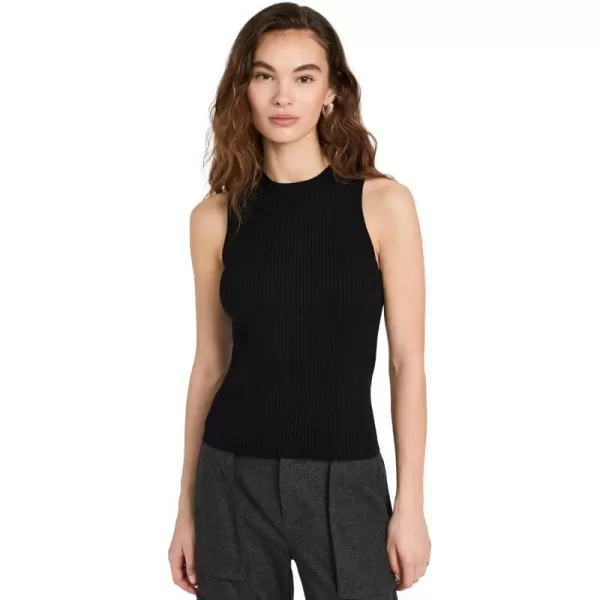 Vince Womens Ribbed High Neck TankBlack