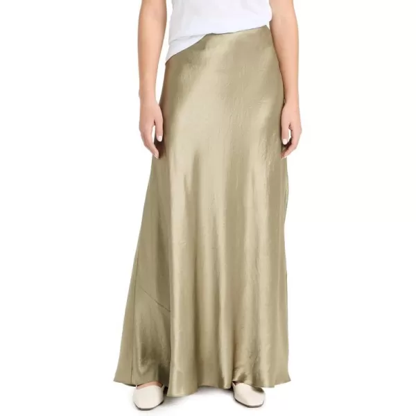 Vince Womens Satin Maxi SkirtArtichoke