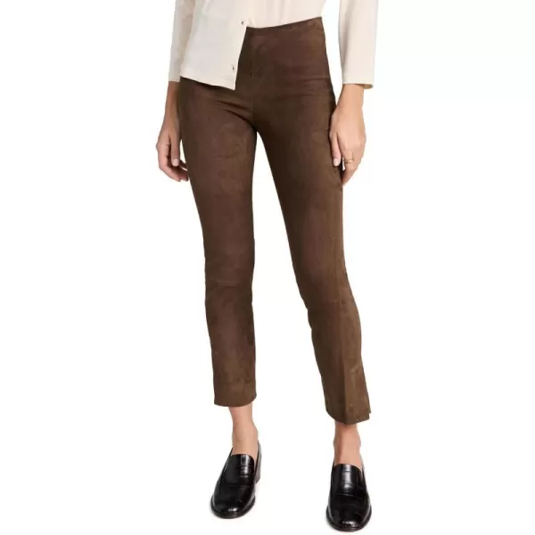 Vince Womens Stretch Suede Split Hem Crop LeggingsDark Wheat