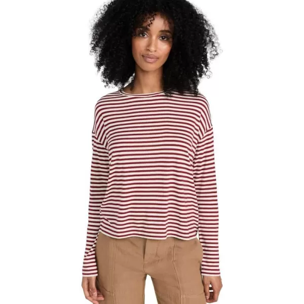 Vince Womens Striped LS Drop Shoulder TopEnokiSangria