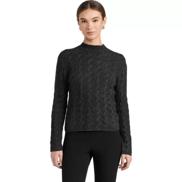 Vince Womens Twist Cable Cropped Crew SweaterH Charcoal