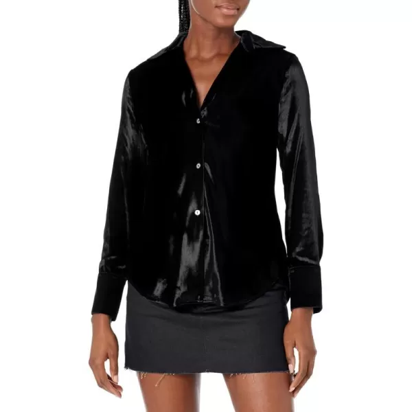 Vince Womens Velvet Bias LS ShirtBlack