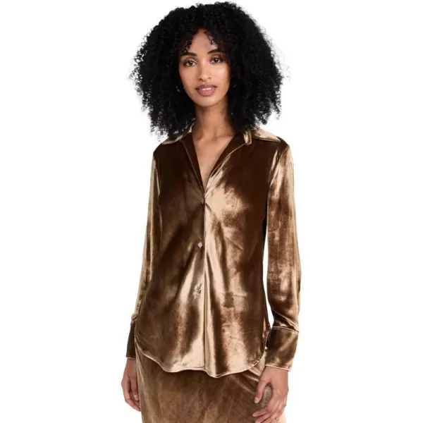 Vince Womens Velvet Bias LS ShirtGold Shadow