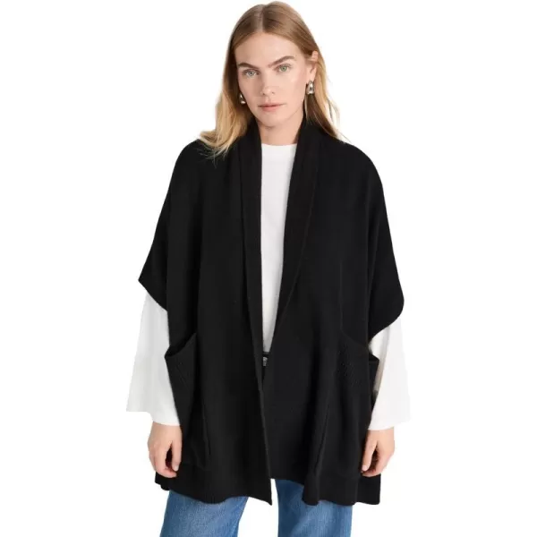 White  Warren Womens Cashmere Blend Open PonchoBlack