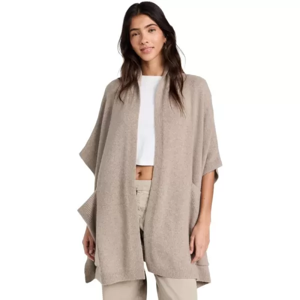 White  Warren Womens Cashmere Blend Open PonchoFawn Heather