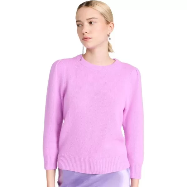 White  Warren Womens Cashmere Featherweight Puff Sleeve SweaterNeon Mauve