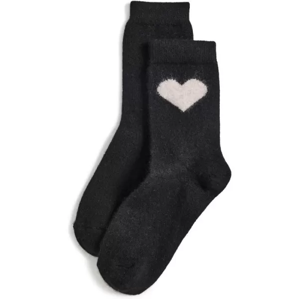 White  Warren Womens Cashmere Heart SockBlackSandwisp Heather