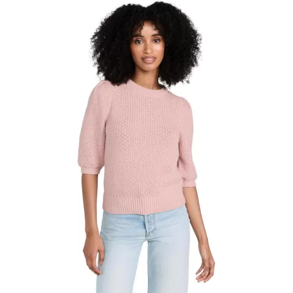 White  Warren Womens Cotton Tuck Stitch Puff Sleeve TopMuted Rose