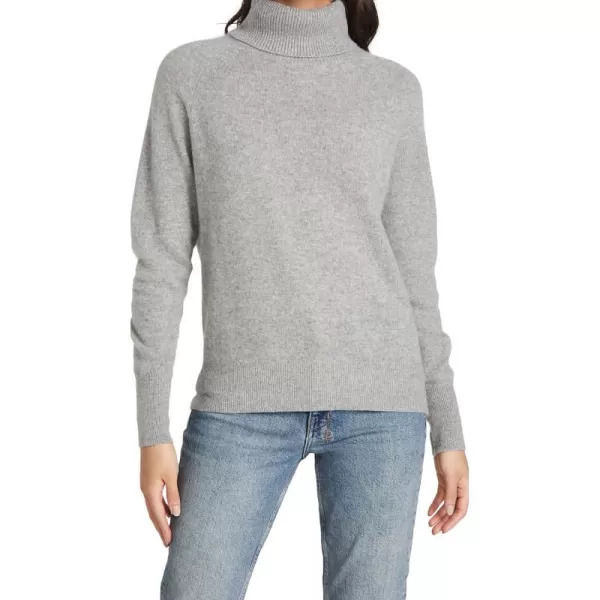 White  Warren Womens Ribbed Trim Cashmere TurtleneckGrey Heather