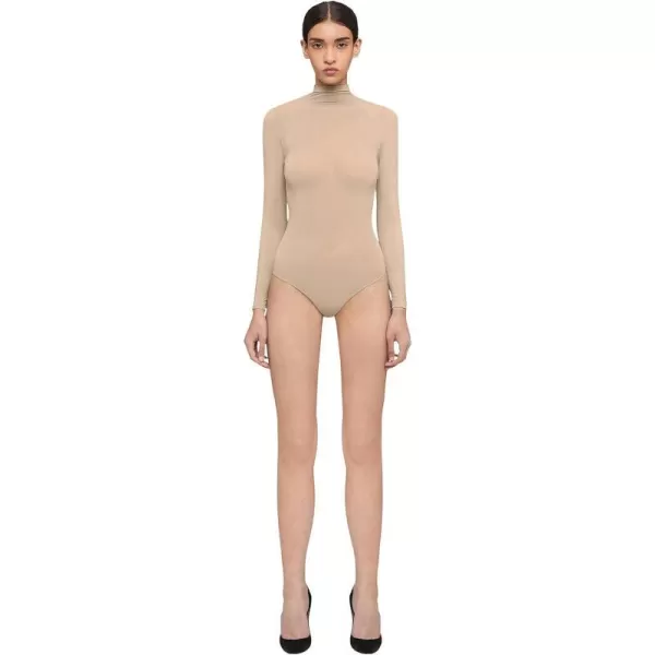 Wolford Buenos Aires String Body for Women Turtleneck Thong Back Long Sleeves Stylish Comfortable For Everyday WearCaf Au Lait