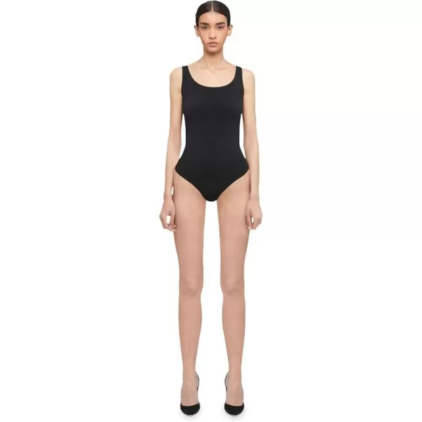 Wolford Jamaika Body for Women Sleeveless Bodysuit Opaque CircularKnit Material Shiny Finish Fine Trim BrazilianCut BottomBlack