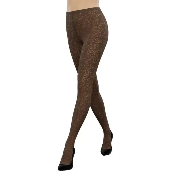 Wolford Womens Floral Jacquard TightsUmber