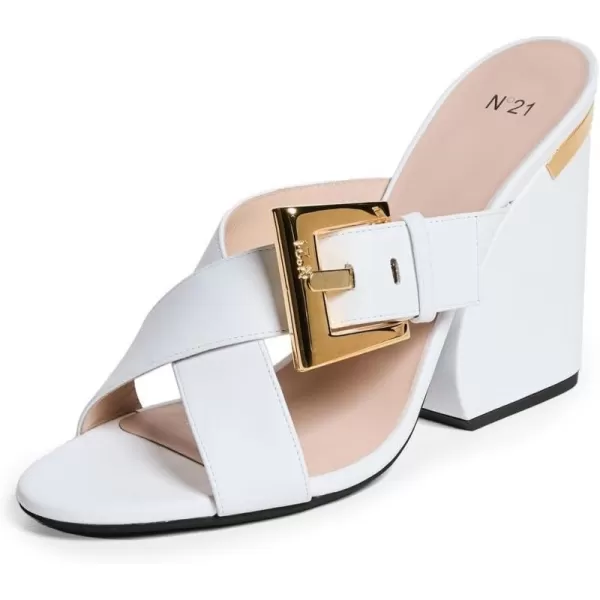 Womens Buckle MulesWhite