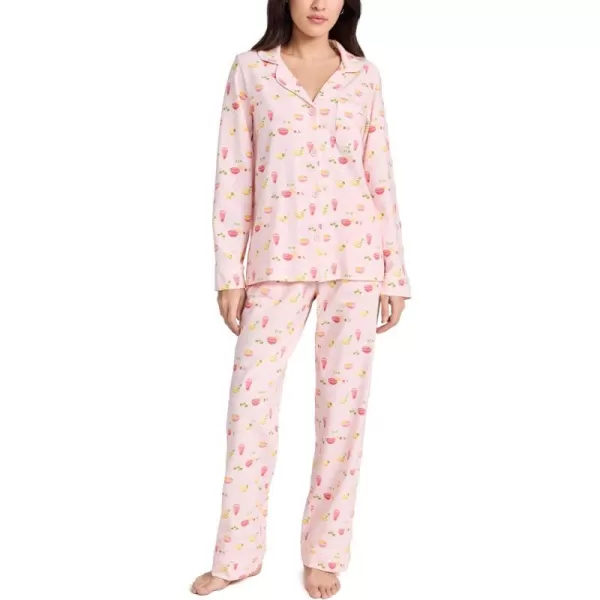 Womens Cotton Knit Long Sleeve PJ SetPink Mixology