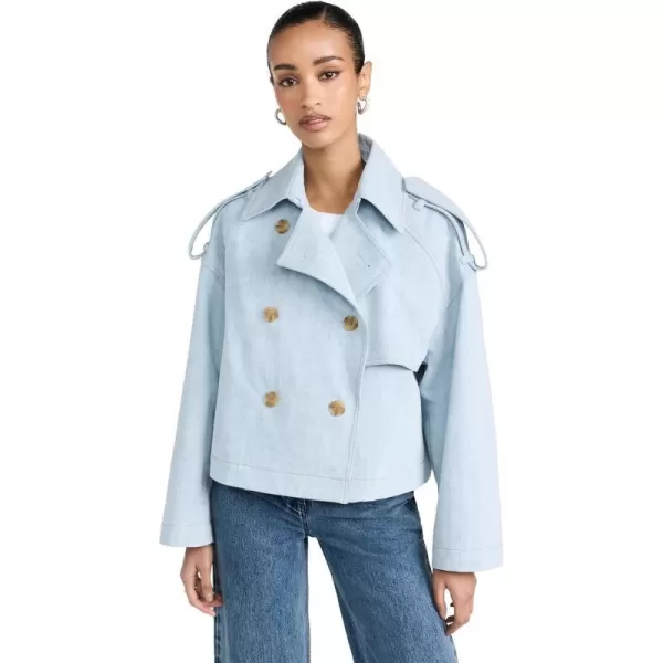 Womens Cropped Denim Trench CoatSky Blue